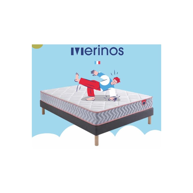 Le pack matelas + sommier merinos 140 x 190 cm + pieds. - Image 1
