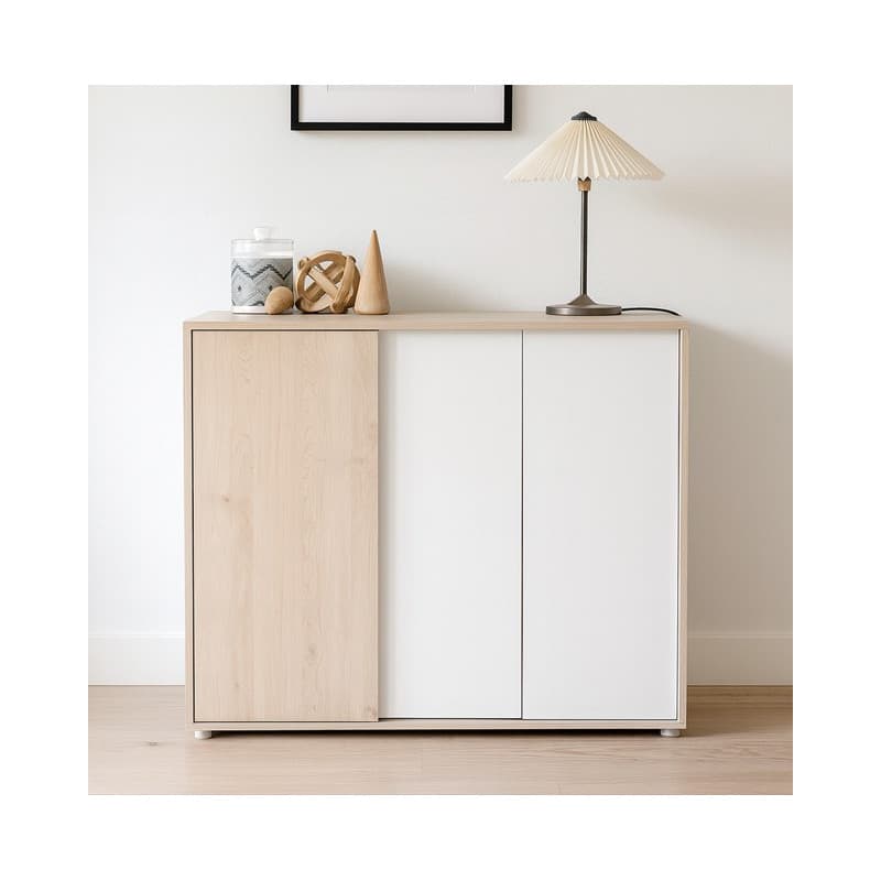 L'enfilade 3 portes - coloris blanc et chêne jackson - Image 1