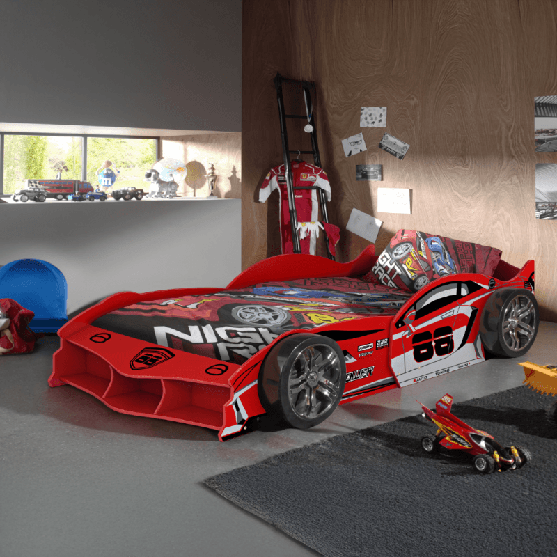 Lit Voiture Rouge + sommier – enfant 90 * 190 cm - - Image 1