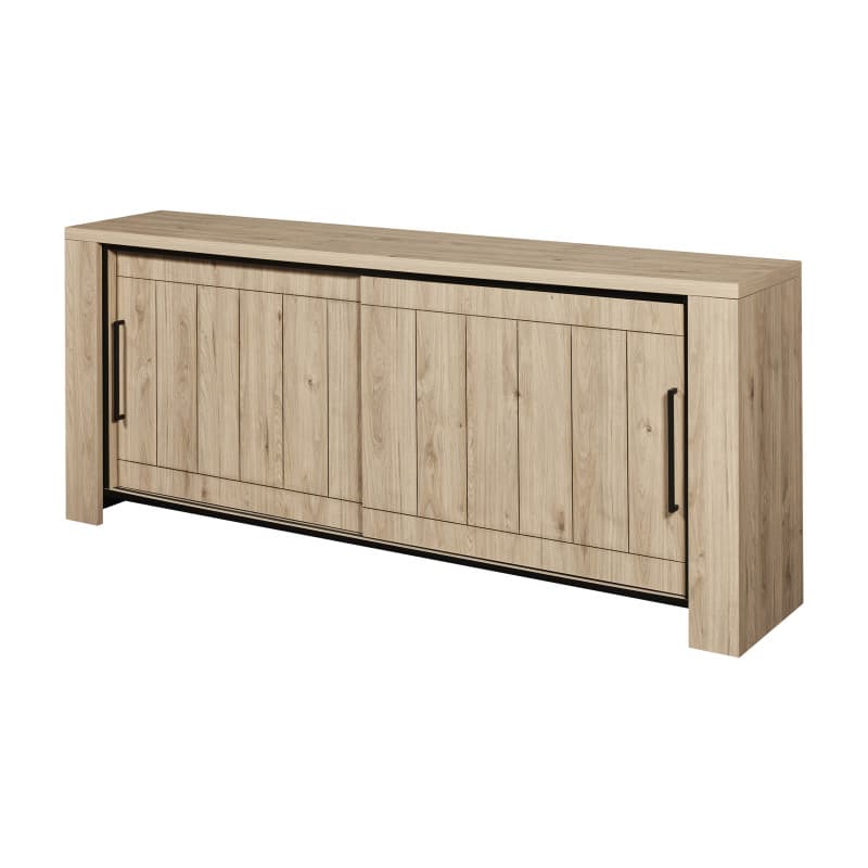 Bahut bas - 220 cm coloris beige et noir - Image 1