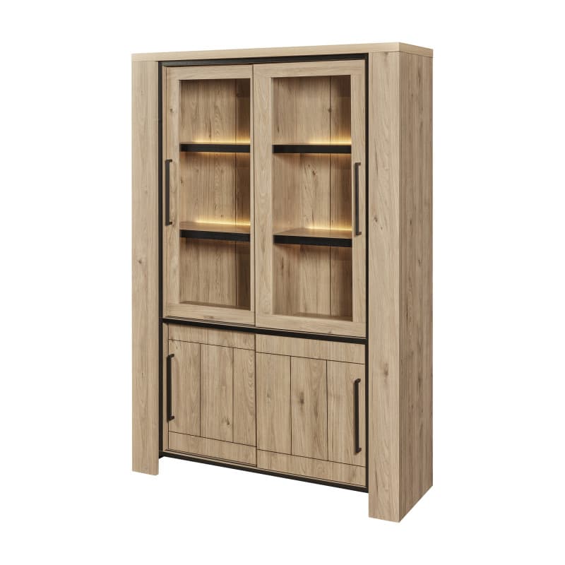 Vitrine avec éclairage - 130 cm coloris beige et noir - Image 1