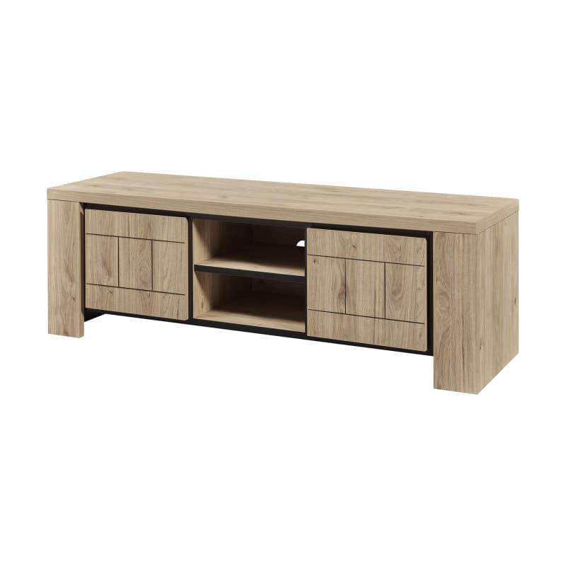 Meuble TV - 150 cm coloris beige et noir - Image 1