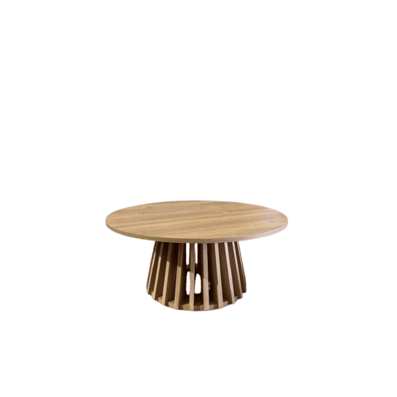 Table basse ronde effet bois clair. - Image 1