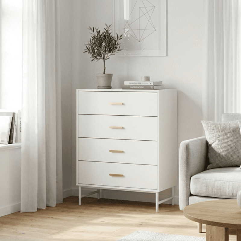 Commode 4 tiroirs - Coloris blanc - Image 1