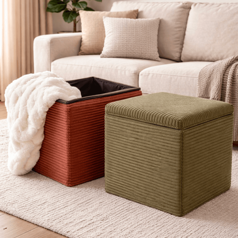 Le coffre Pouf Pliable Côtelé. - Image 1