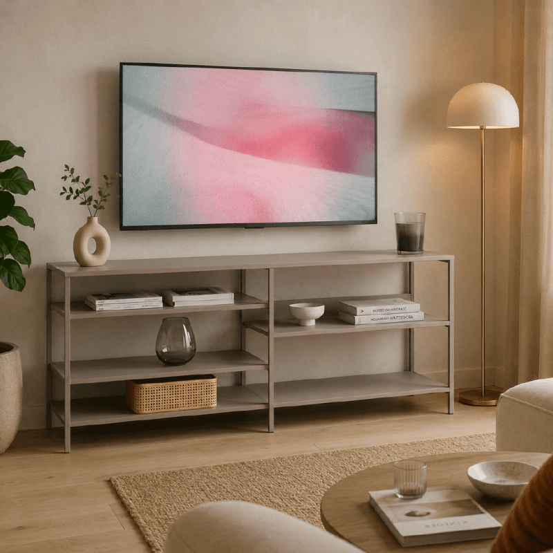 Meuble TV avec 5 étagères - Coloris taupe