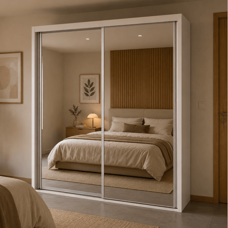 L'armoire coulissante blanche avec miroir 182cm - Image 1
