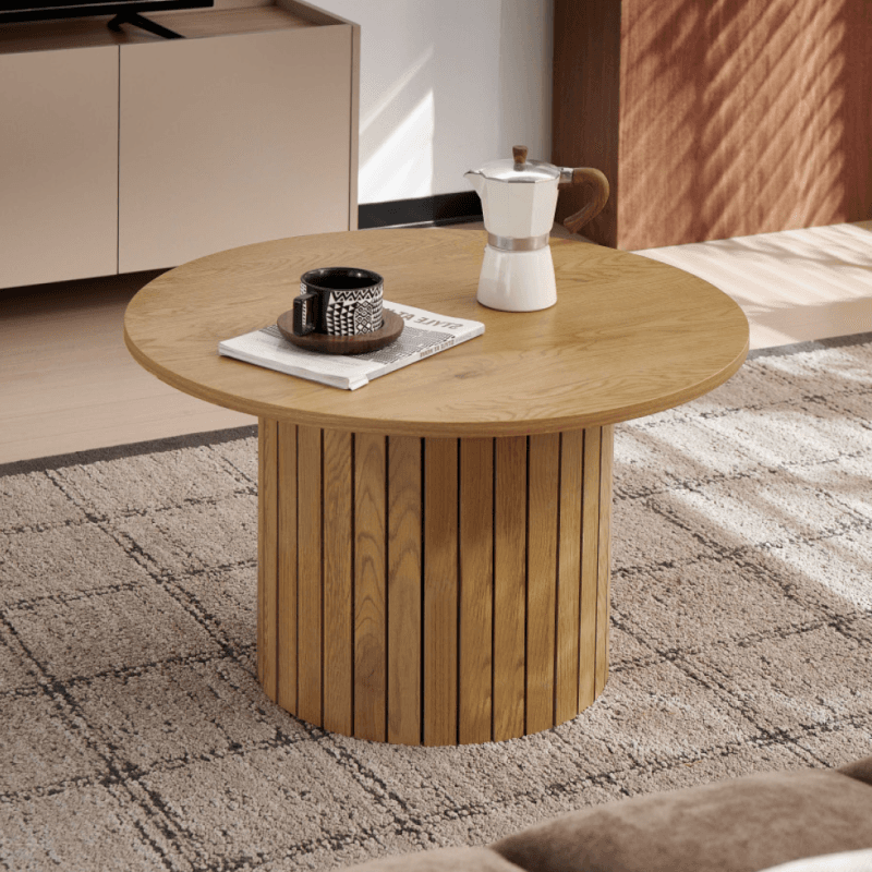 Table basse ronde - Coloris chêne - Image 1