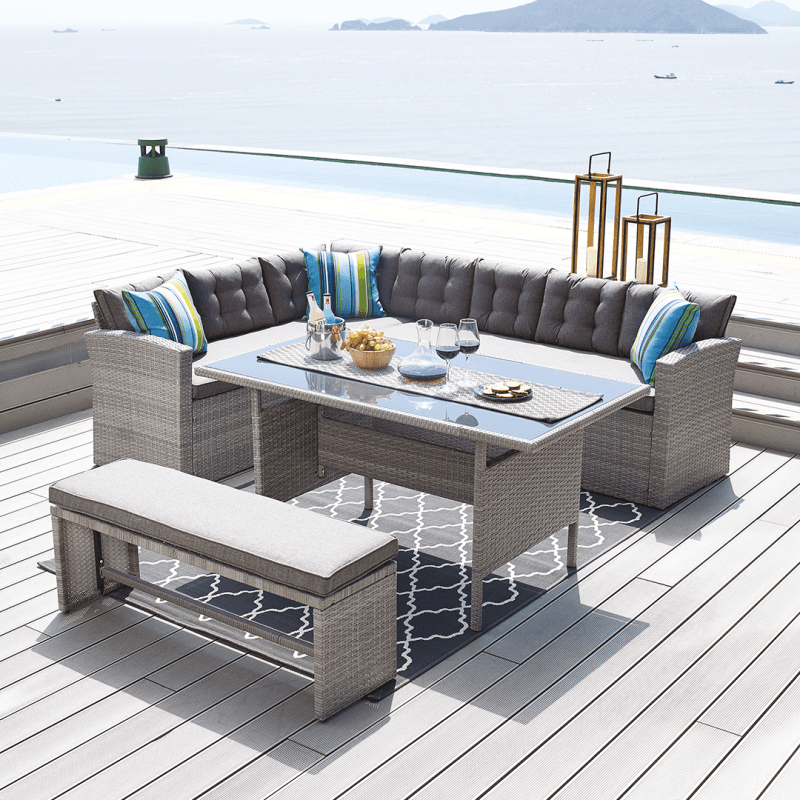 Ensemble salon de jardin + table repas + banc - Image 1
