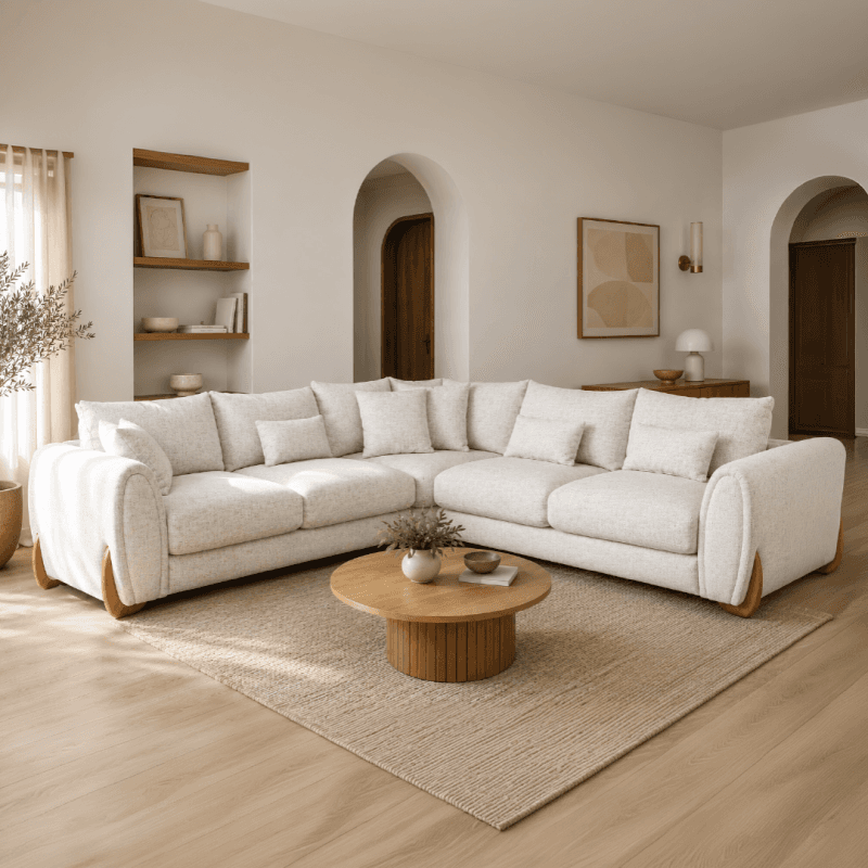 Canapé d'angle - coloris beige -