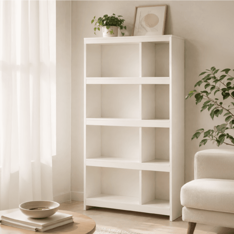 Meuble de rangement blanc 8 étagères.