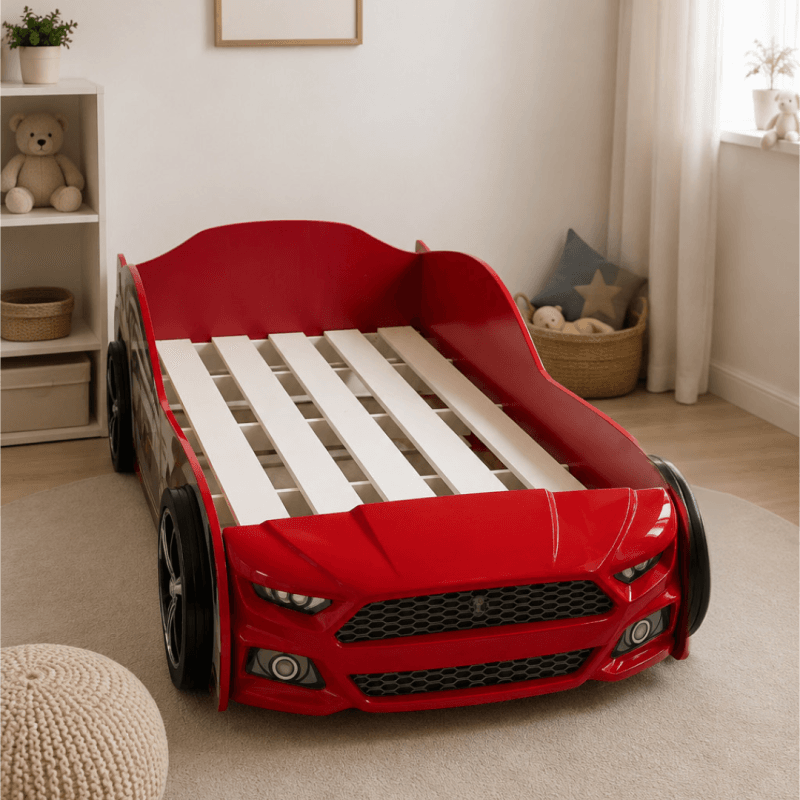Lit voiture noir et rouge