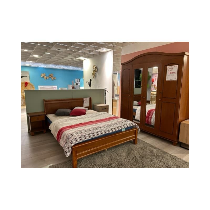 Armoire 4 portes + lit 140 x 190 cm + chevet - Image 1
