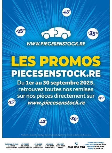 LES PROMOS PIECESENSTOCK.RE
