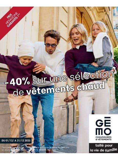 -40% SUR UNE SÉLECTION DE VÊTEMENTS CHAUD