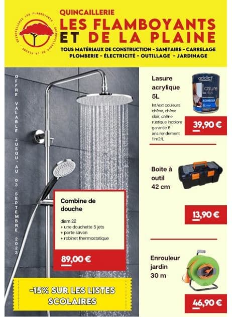 -15 POUR CENTS SUR LES LISTES SCOLAIRES 