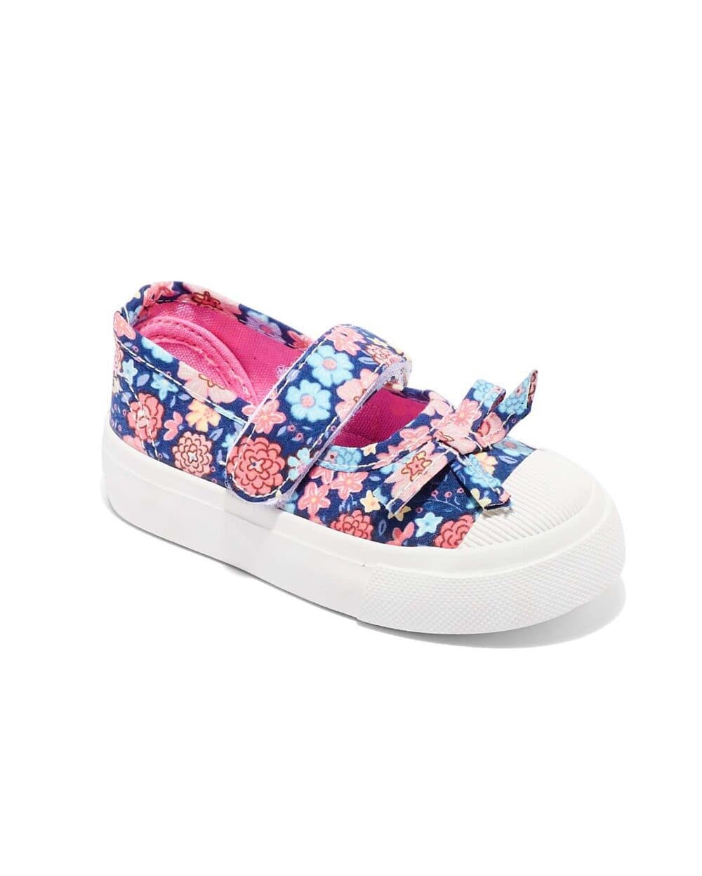 TOILE BEBE FILLE FLORAL MARINE