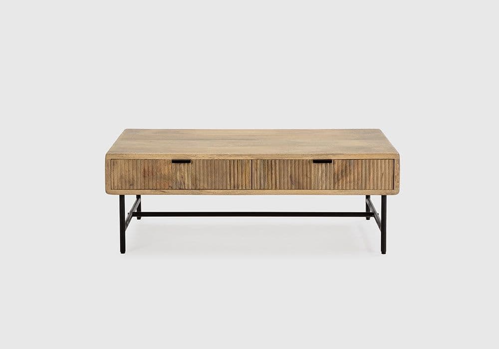 Table de Salon 2 Tiroirs en Bois de Manguier (Collection Mundra) - Image 1