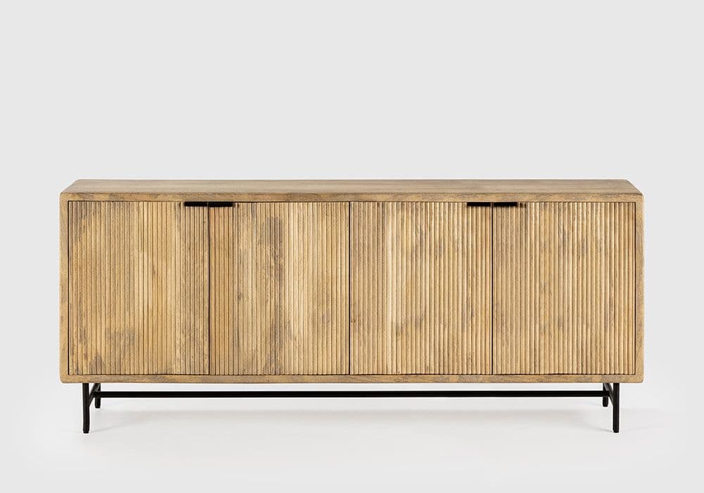 Buffet Bas 4 Portes en Bois de Manguier (Collection Mundra) - Image 4