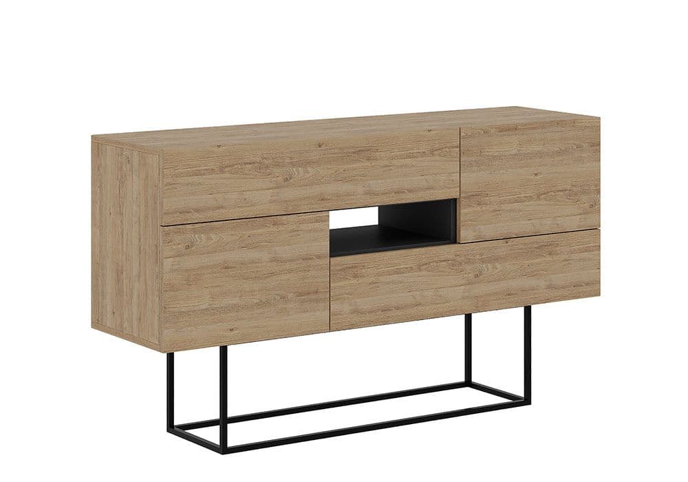 Buffet Bas 2 Portes 2 Tiroirs (Collection Titan Chêne) - Image 1