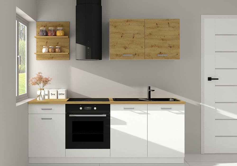 Ensemble de Cuisine Blanc/Chêne Artisan PREGO 210cm - Image 1
