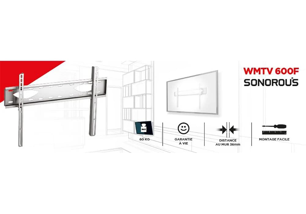 Support TV Mural FIXE SLIM WMTV 600F Sonorus (A0030) - Image 1