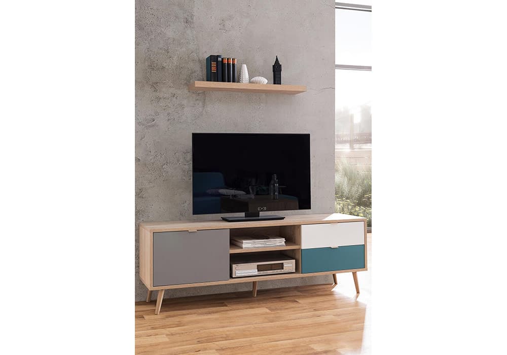Meuble TV 1 Porte 2 Tiroirs Cuba - Image 1
