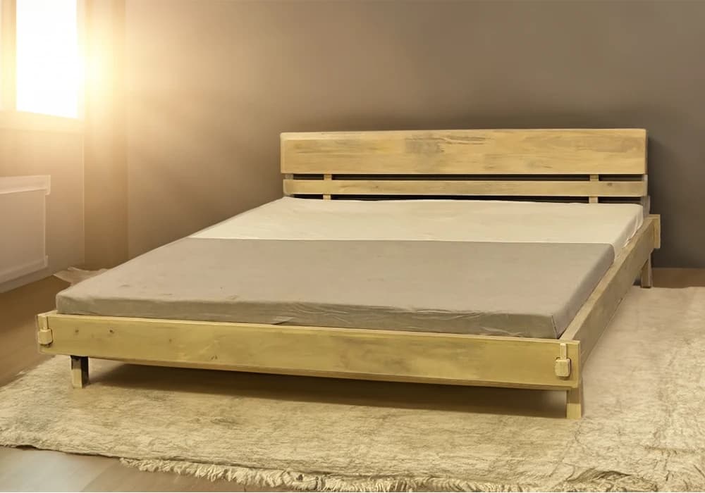 Lit 160x200cm en Bois de Manguier (Collection Scandinave) - Image 1