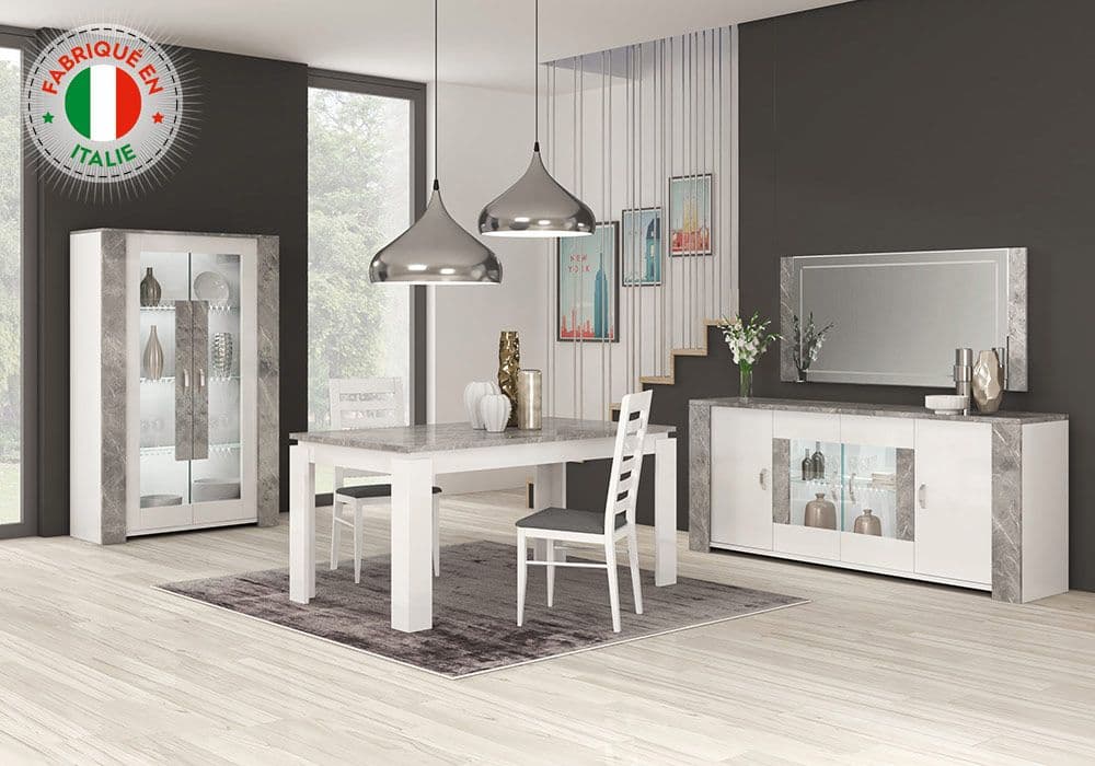 Miroir pour Buffet Bas (Collection Vivaldi Blanche / Marbre Gris) - Image 1