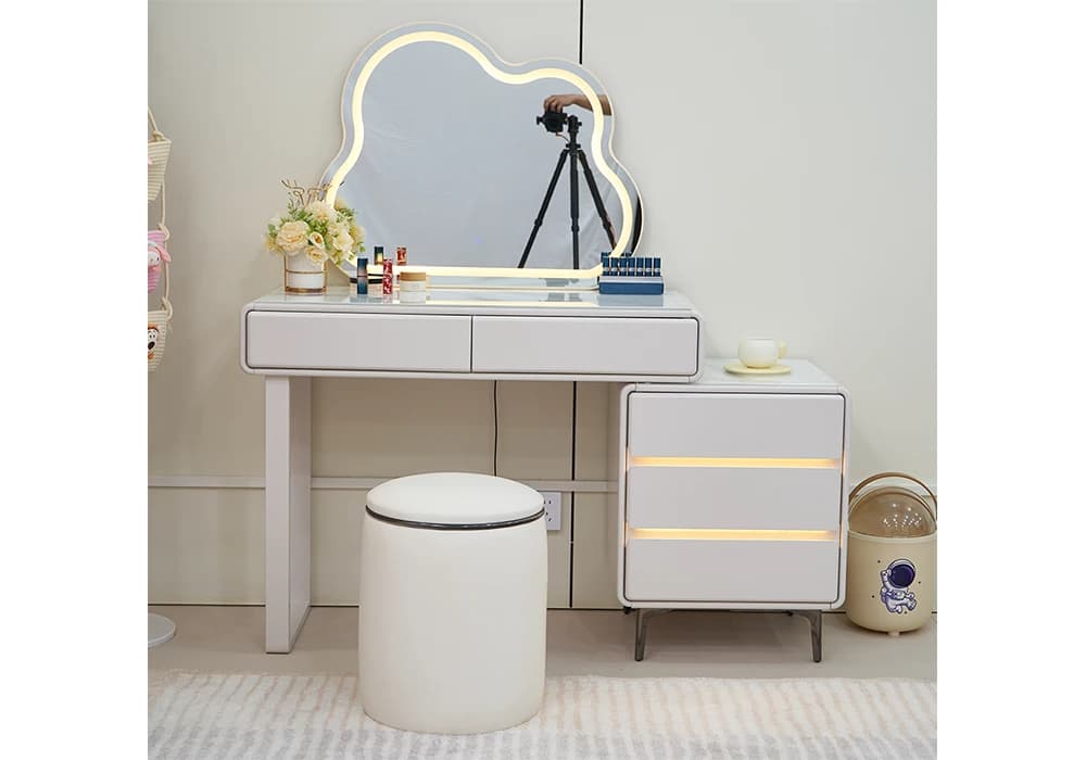 Coiffeuse LED Avec Pouf ALEXIA - Image 2