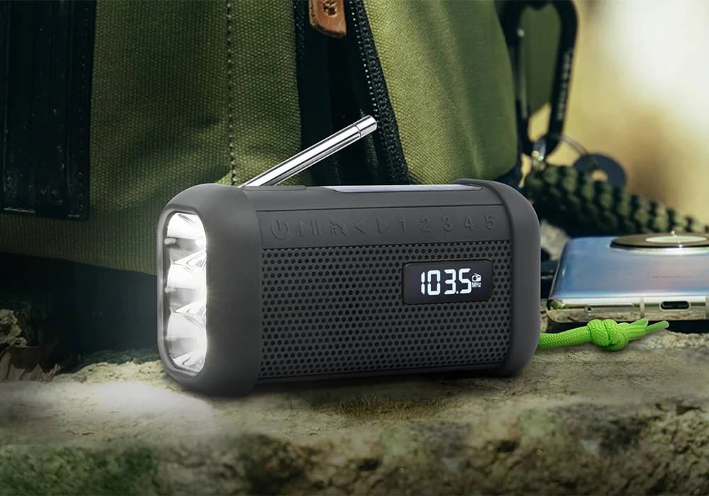 Radio Portable Solaire avec Dynamo et Lampe Torche Muse (MH08MB) - Image 1