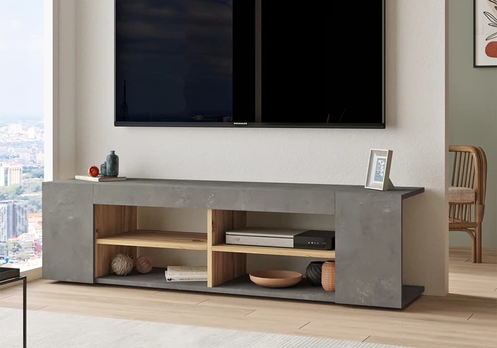 Meuble TV Gris/Chêne 150cm - Image 1