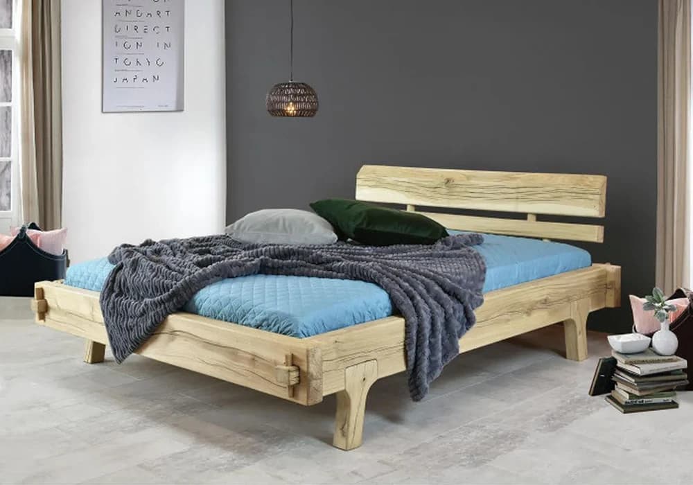 Lit 160x200cm en Bois de Manguier (Collection Scandinave) - Image 2
