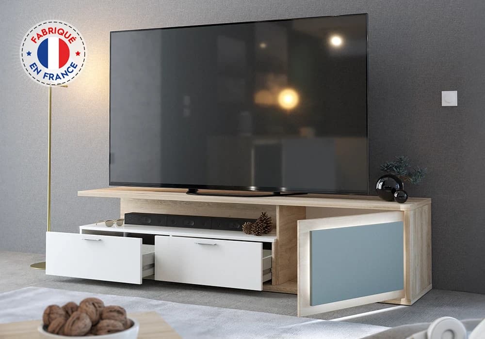 Meuble TV 1 Porte 2 Tiroirs (Collection Asola) - Image 1