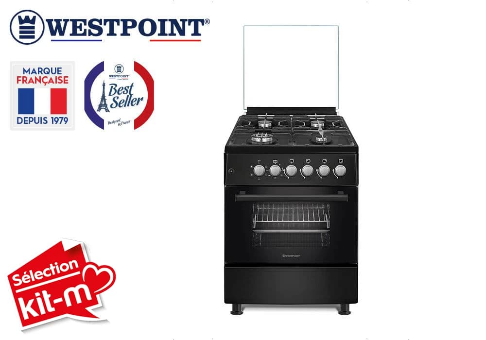 Cuisinière 4 Feux Gaz 60x60cm Noir Westpoint (WCLR6640E2FCIUN) - Image 1