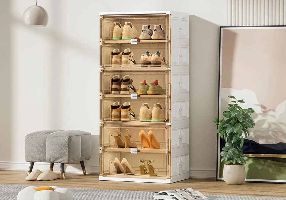 Meuble à Chaussures Pliable en Plastique 3 Portes - Image 1