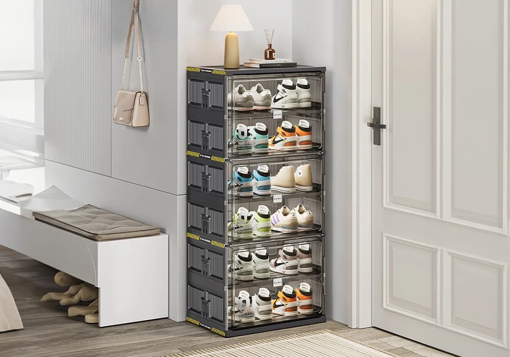 Meuble à Chaussures Pliable en Plastique 3 Portes - Image 2