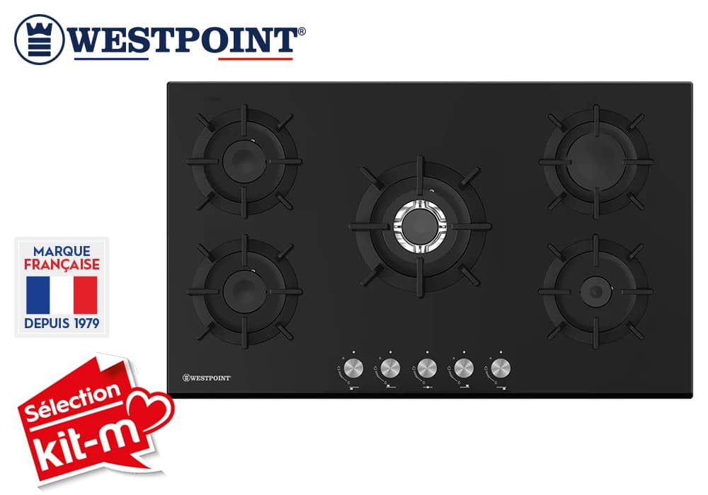 Plaque de Cuisson Vitrée 5 Feux Gaz 90cm Westpoint (WGUC-95025.NGC) - Image 1