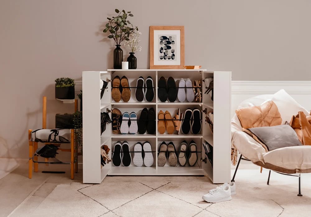 Meuble Chaussures Blanc 2 Portes Satos - Image 2