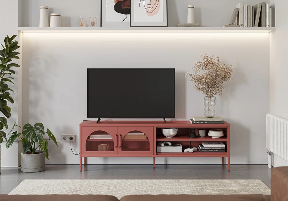 Meuble TV 2 Portes avec Étagère (Collection Diora) - Image 1