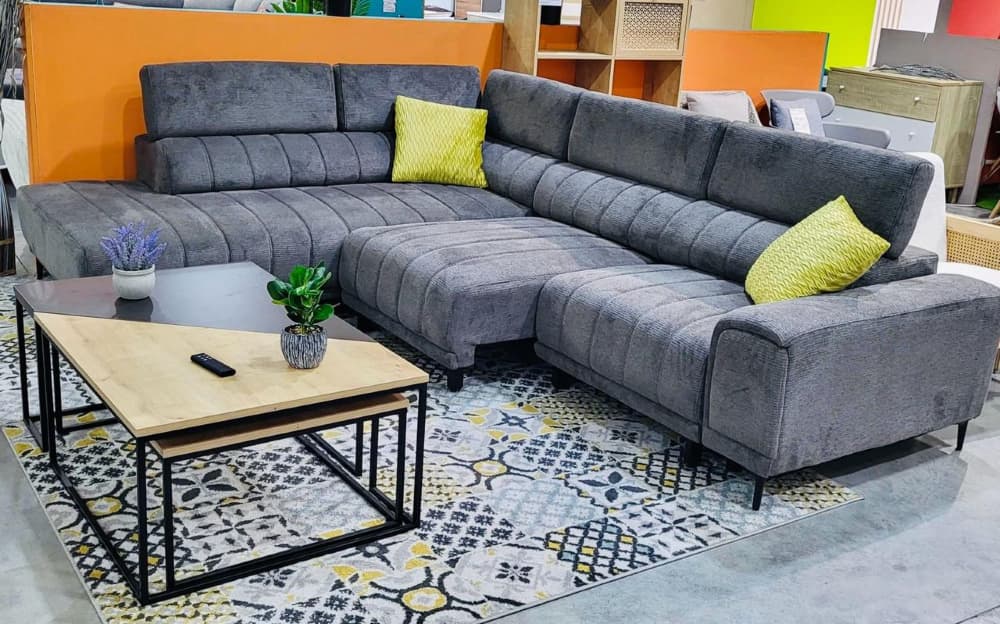 Salon d'Angle avec Assise Coulissante Gris Foncé Maria - Image 1