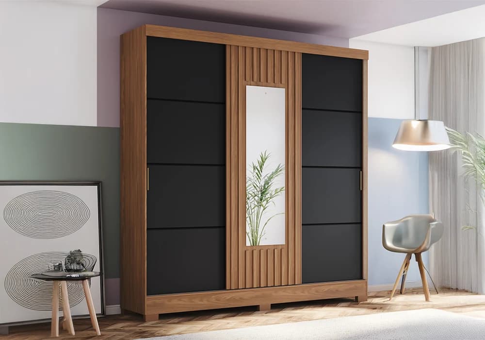 Armoire 3 Portes Coulissantes avec Miroir - Image 1