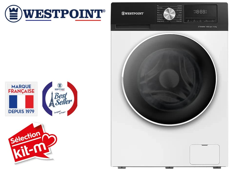 Lave-Linge 12KG Inverter Vapeur Westpoint (WMT-1214A25.D) - Image 1