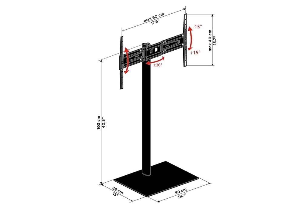 Pied TV Orientable à Poser au Sol Stand 600 Floor Meliconi (480873) - Image 4