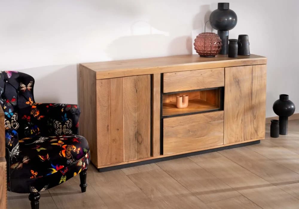 Buffet 3 Portes 1 Tiroir avec LED (Collection Paris) - Image 1