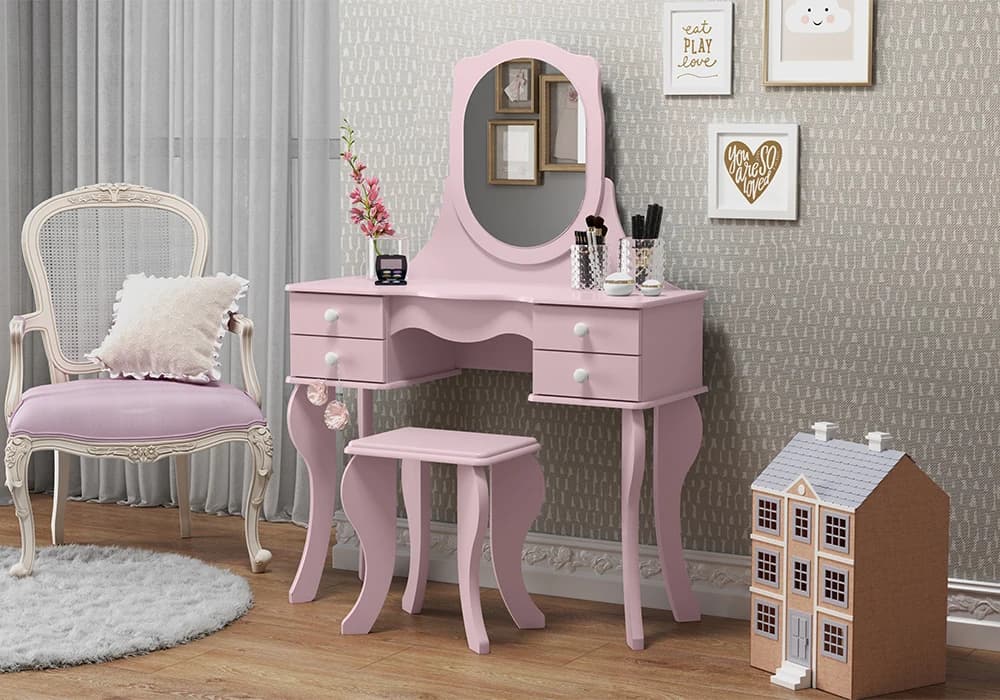 Coiffeuse 4 Tiroirs avec Tabouret Pretya - Image 1