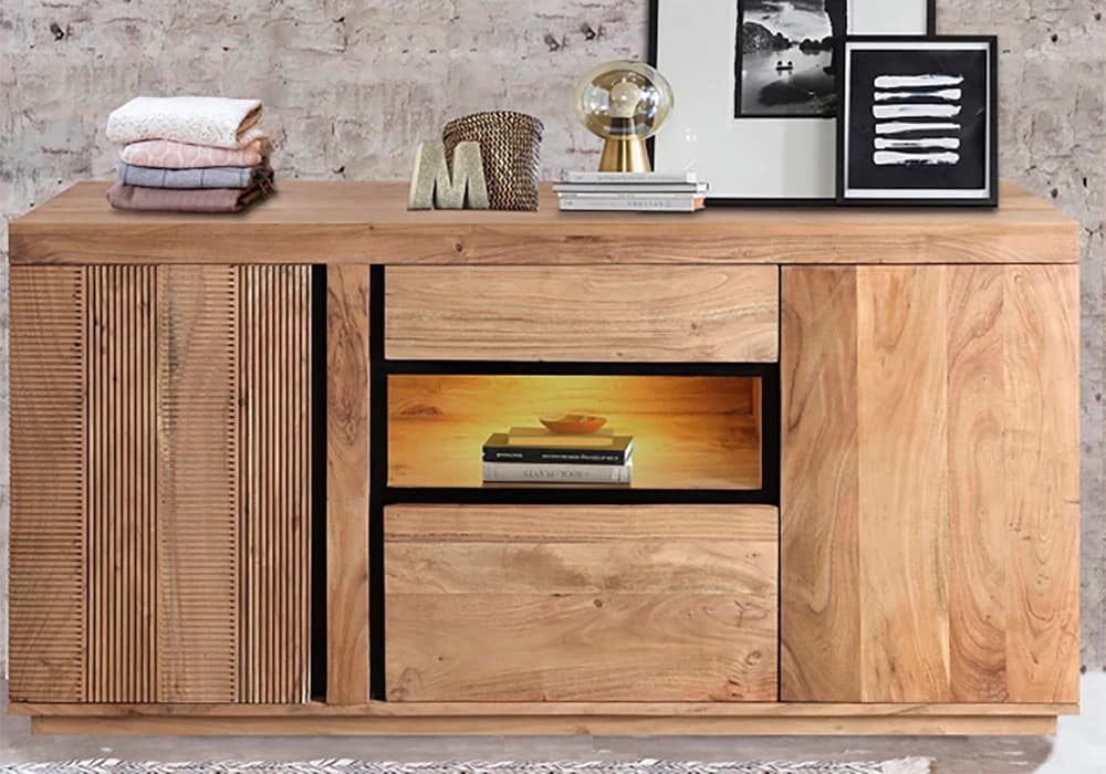 Buffet 3 Portes 1 Tiroir avec LED (Collection Paris) - Image 2