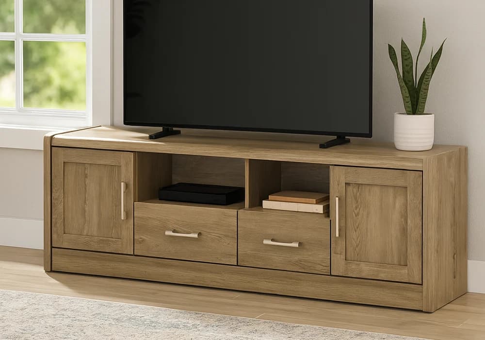 Meuble TV 2 Portes 2 Tiroirs (Collection Catherine) - Image 1