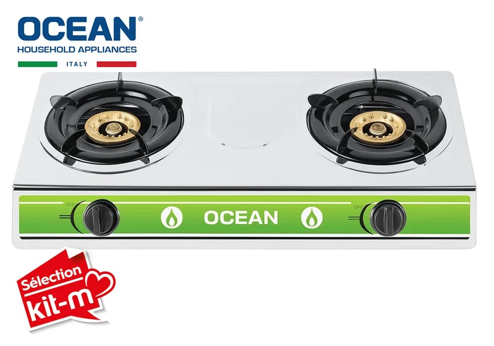 Réchaud 2 Feux Inox à Gaz Ocean (OCTGSL2FPROX) - Image 1
