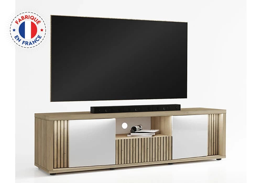 Meuble TV LED 2 Portes 1 Tiroir (Collection Castel) - Image 2